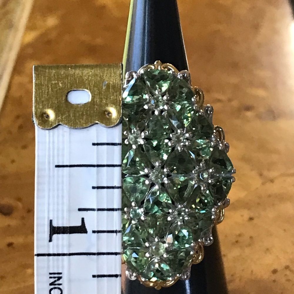 Natural Green Apatite Cocktail Ring Size 6.75 - Picture 6 of 8